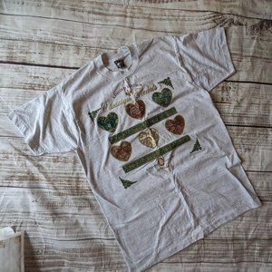 Vintage Single Stitch T-shirt Classique Hearts - Large